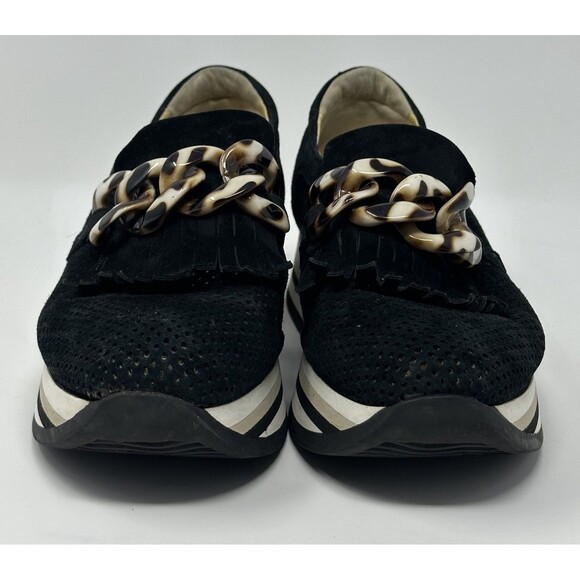 Softwaves Cadie Platform Sneakers Womens EU 37.5 US 7 Loafer Black Suede Slip On - Picture 2 of 12